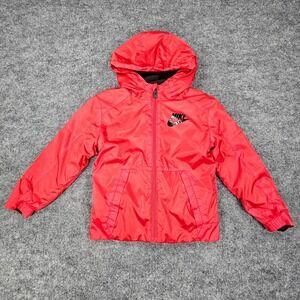 Nike Jacket Toddler 4T Red Full Zip Fleece Lined Hooded Windbreaker Windrunner